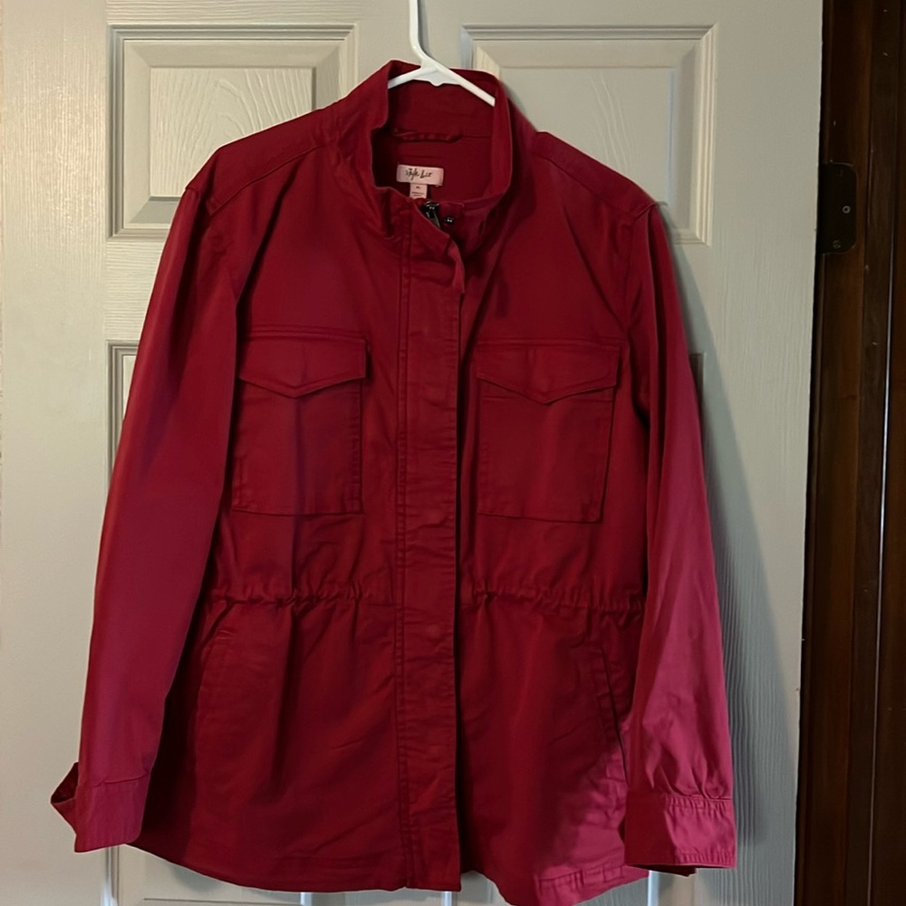 Style& Co zipper front with snaps, red, jacket
